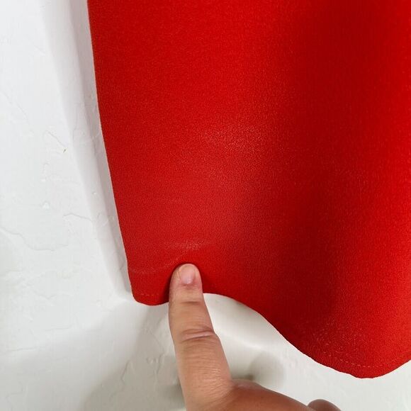 Sezane Size 40 Medium Eloine Blouse Top Red Short Sleeve Tie Button Up V Neck - Picture 5 of 11